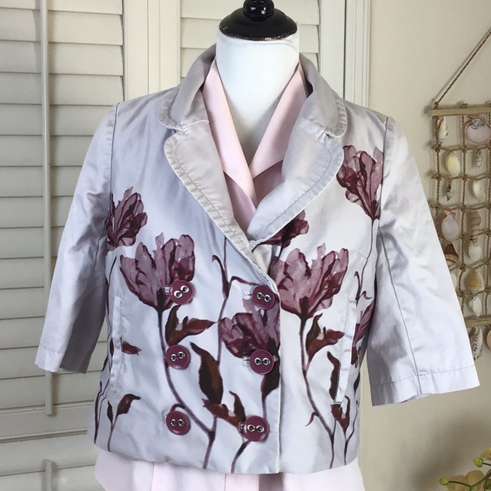 Anthropologie Elevenses Crop Tulip Jacket Size 2